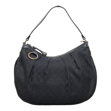 GUCCI GG Canvas One Shoulder Bag Handbag 232955 Black Leather Ladies