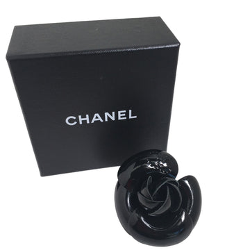 CHANEL Camellia with box corsage black brooch