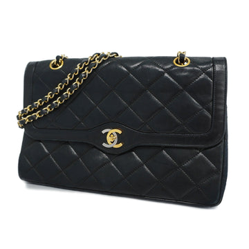 CHANELAuth  Matelasse Paris Limited W Flap W Chain Women's Leather Shoulder Bag