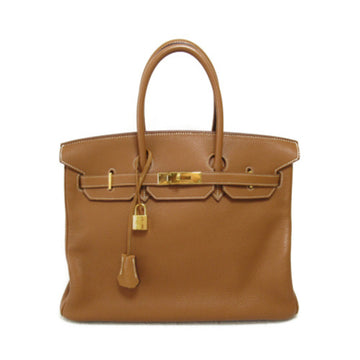 HERMES Birkin 35 Gold handbag Brown Gold Togo leather leather