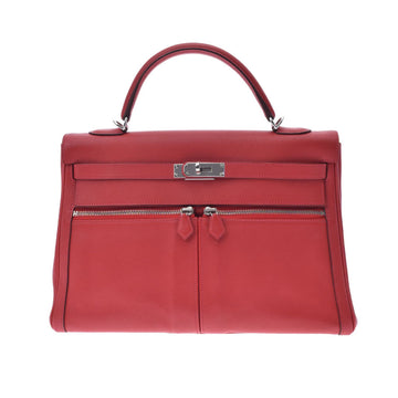 HERMES Kelly Raki 35 Vermillion Red Q Engraved [around 2013] Women's Vaux Swift Handbag