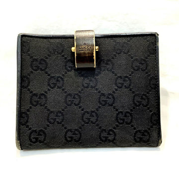 GUCCI [] wood clasp WGG canvas wallet black GG pattern 106620/0959