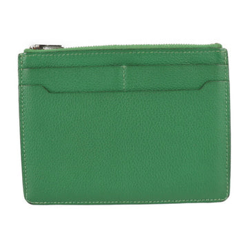 HERMES City Zip Jungle Coin Case Ever Color Green Card C Engraved