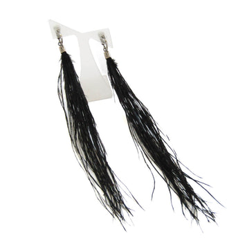 YVES SAINT LAURENT Wing Feathers,Metal Clip Earrings Black