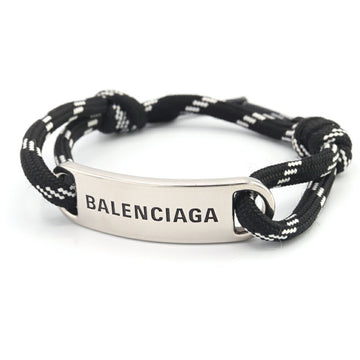 BALENCIAGA Bracelet Plate 656418 Black White Polyester Cotton Metal Men's Women's
