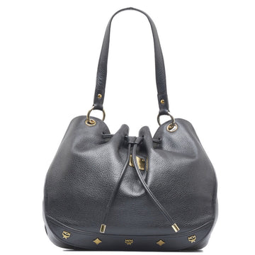 MCM Charm Handbag Black Leather Ladies