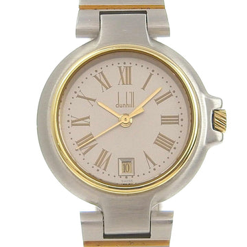 DUNHILL Watch Stainless Steel Swiss Made Silver/Gold Quartz Analog Display Gray Dial Women's