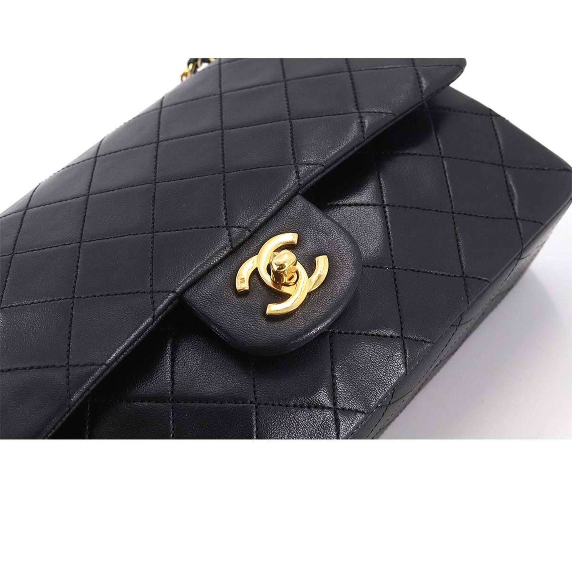 Chanel matelasse 25 chain shoulder bag leather black A01112 gold metal