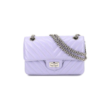Chanel 2.55 chevron V stitch chain shoulder bag leather light purple AS0874 Stitch Chevron Bag