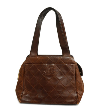 CHANELAuth  Matelasse Handbag Women's Leather Brown