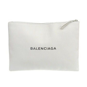 Balenciaga Clip M Clutch Bag White Leather