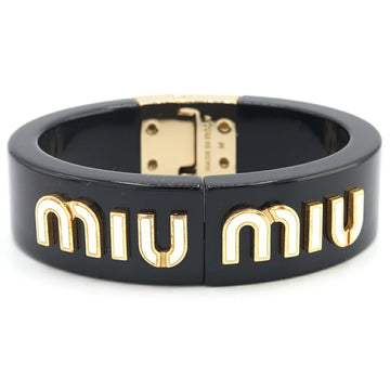 MIU MIU Miu Bangle Bracelet 5IB448 Black White Plex Metal Women's MIUMIU
