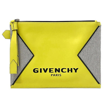 GIVENCHY clutch bag yellow gray BK604PK0SW 054 leather canvas  pouch men's