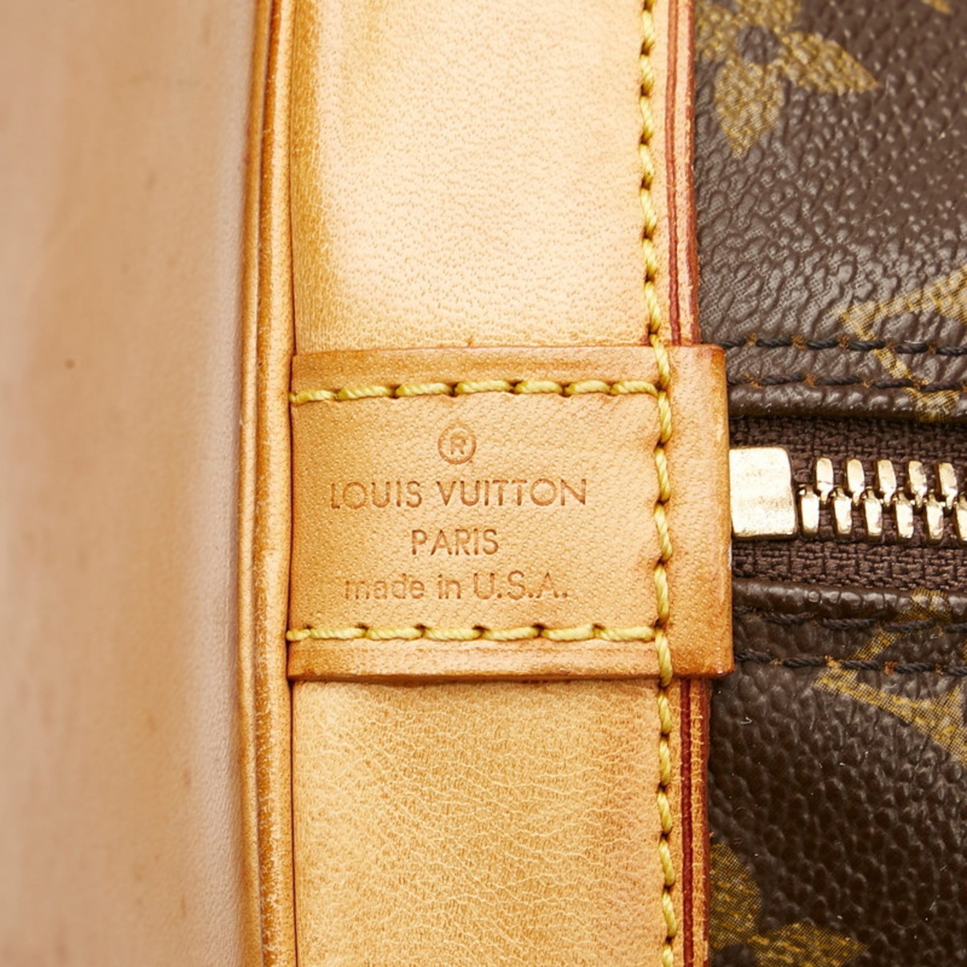 LOUIS VUITTON LV Logo Alma Hand Bag Monogram Leather Brown France M51130  86MZ191