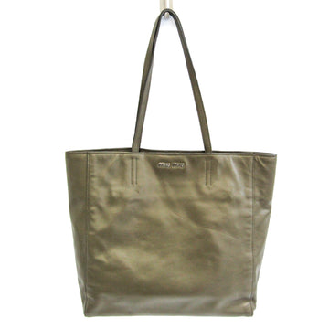 MIU MIU VITELLO SOFT R1914S Women's Leather Tote Bag Khaki