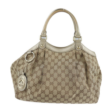 Gucci Suki handbag 211944 GG canvas leather beige gold hardware tote bag