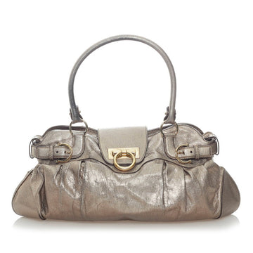 Salvatore Ferragamo Gancini Handbag AU-21 5370 Bronze Leather Ladies