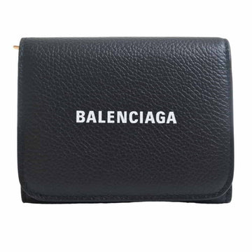 Balenciaga Leather Cash Trifold Compact Wallet Black