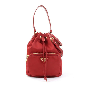 PRADA Crossbody Shoulder Bag Handbag Nylon Red Ladies 1BH038