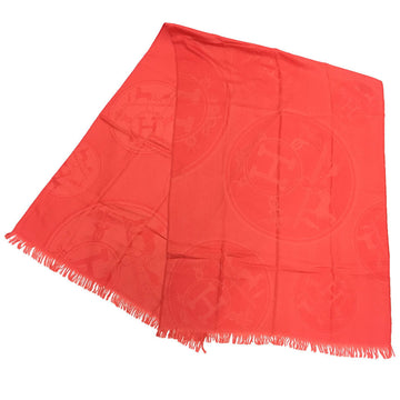 HERMES stole ETOLE NEW LIBRIS large size shawl cashmere silk H carriage ORANGE VIF orange