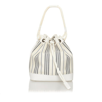 Burberry stripe shoulder bag white navy leather canvas ladies BURBERRY