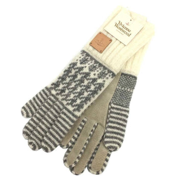 VIVIENNE WESTWOOD Gloves Wool Ivory x Light Gray