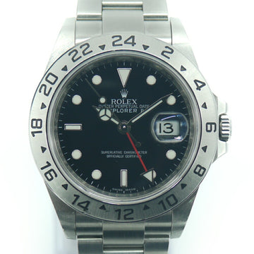 ROLEX Explorer 2 16570 V serial SS automatic winding black dial watch