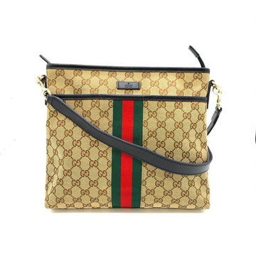 GUCCI Bag Sherry Line Shoulder Brown x Black Multicolor Red Green Striped Pochette Square Ladies GG Canvas Leather 388926