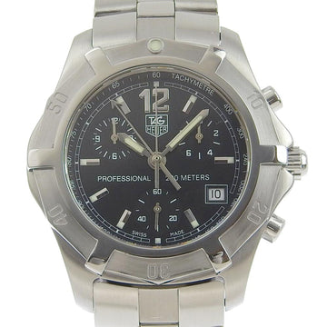 TAG HEUER Exclusive Watch CN1110 Stainless Steel Silver Quartz Chronograph Men's Black Dial