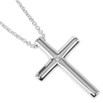 TIFFANY&Co. Cross Necklace 925 Silver Diamond Approx. 8.11g