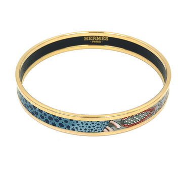 Hermes Enamel PM Bangle Bracelet Gold Light Blue Enamel Accessories