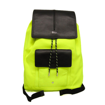 DIOR HOMME BEE MOTION Women,Men Nylon Canvas,Leather Backpack Black,Yellow