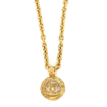 Chanel round type here mark long necklace gold 94A vintage accessories