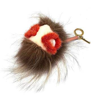 FENDI Bag Charm Bijou Fur Mixed Bugs Monster Pom Brown Red Beige Keychain Keyring