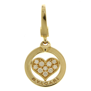 BVLGARI Tondo Heart Pendant Top K18 Yellow Gold Diamond Women's