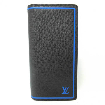 Louis Vuitton Wallet Portofeuil Brothers Black x Blue Long Folded Men's Taiga M63300