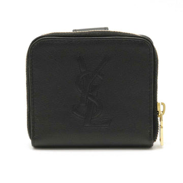 YVES SAINT LAURENT YSL round compact zip leather black 568985