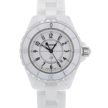 Chanel J12 33mm H0968 Boys white ceramic/SS watch quartz dial