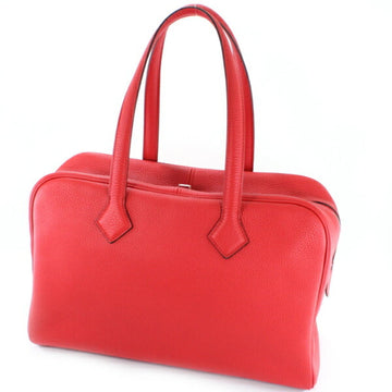 HERMES Bag Victoria 35 Red Rouge Coup Taurillon Clemence Handbag Shoulder Boston  Leather Men's Women's Tote TK1883