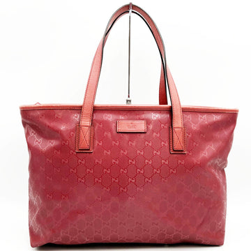 GUCCI GG Pattern Tote Bag Shoulder Red Implement PVC Ladies Fashion 211137 USED