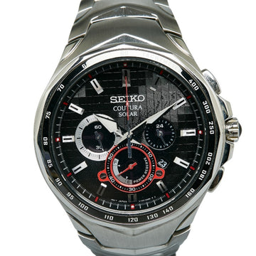 SEIKO Domestic unreleased model Cortura watch V192-0AC0 Solar Black Dial Stainless Steel Men's