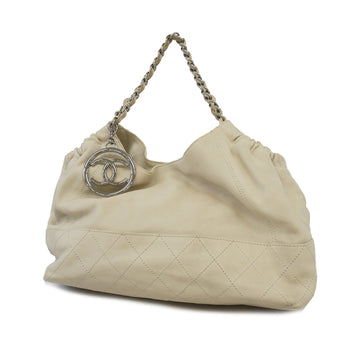Chanel handbag wild stitch leather ivory silver Metal