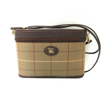 BURBERRY Bag Mini Shoulder Plaid Multicolor Brown Pochette Diagonal Women's Canvas x Leather