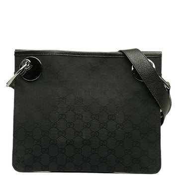 GUCCI GG Canvas Shoulder Bag 120841 Black Leather Women's