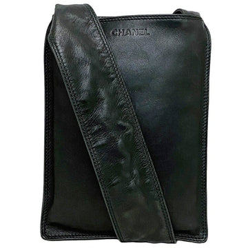 Chanel Shoulder Bag Khaki Green Leather Lambskin 5s CHANEL Sakosh Pochette Women's