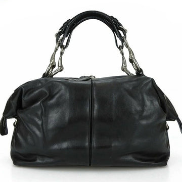 GUCCI 309578 handbag horsebit leather black BLACK silver hardware ladies hand bag