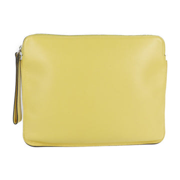 VALEXTRA Clutch Bag Leather Yellow Series Silver Hardware Second Pouch