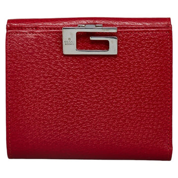 GUCCI Bifold Wallet 0352031 Red Leather Women's