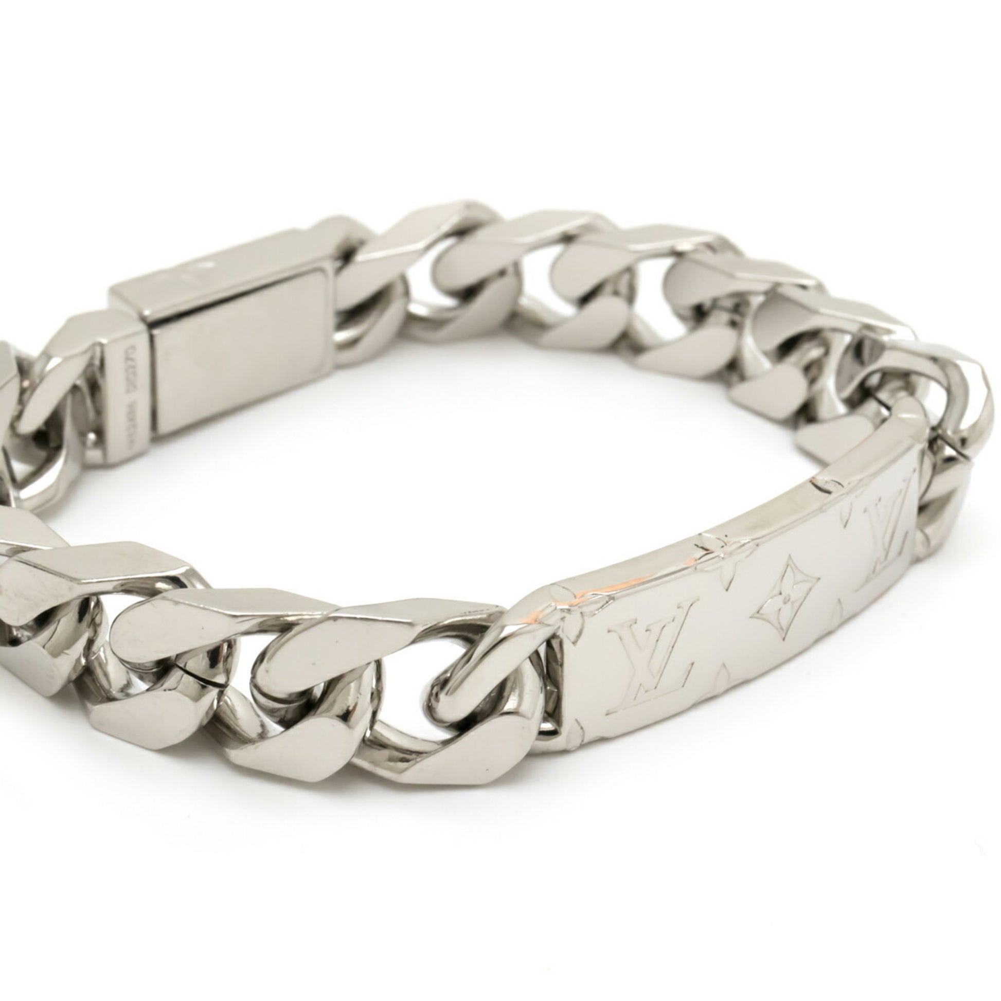 Louis Vuitton, Jewelry, Louis Vuitton Chain Bracelet Monogram M62486  Metal Bangle Silver