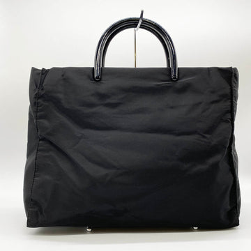 PRADA handbag tote bag triangular plate logo white tag nylon black men's women's USED